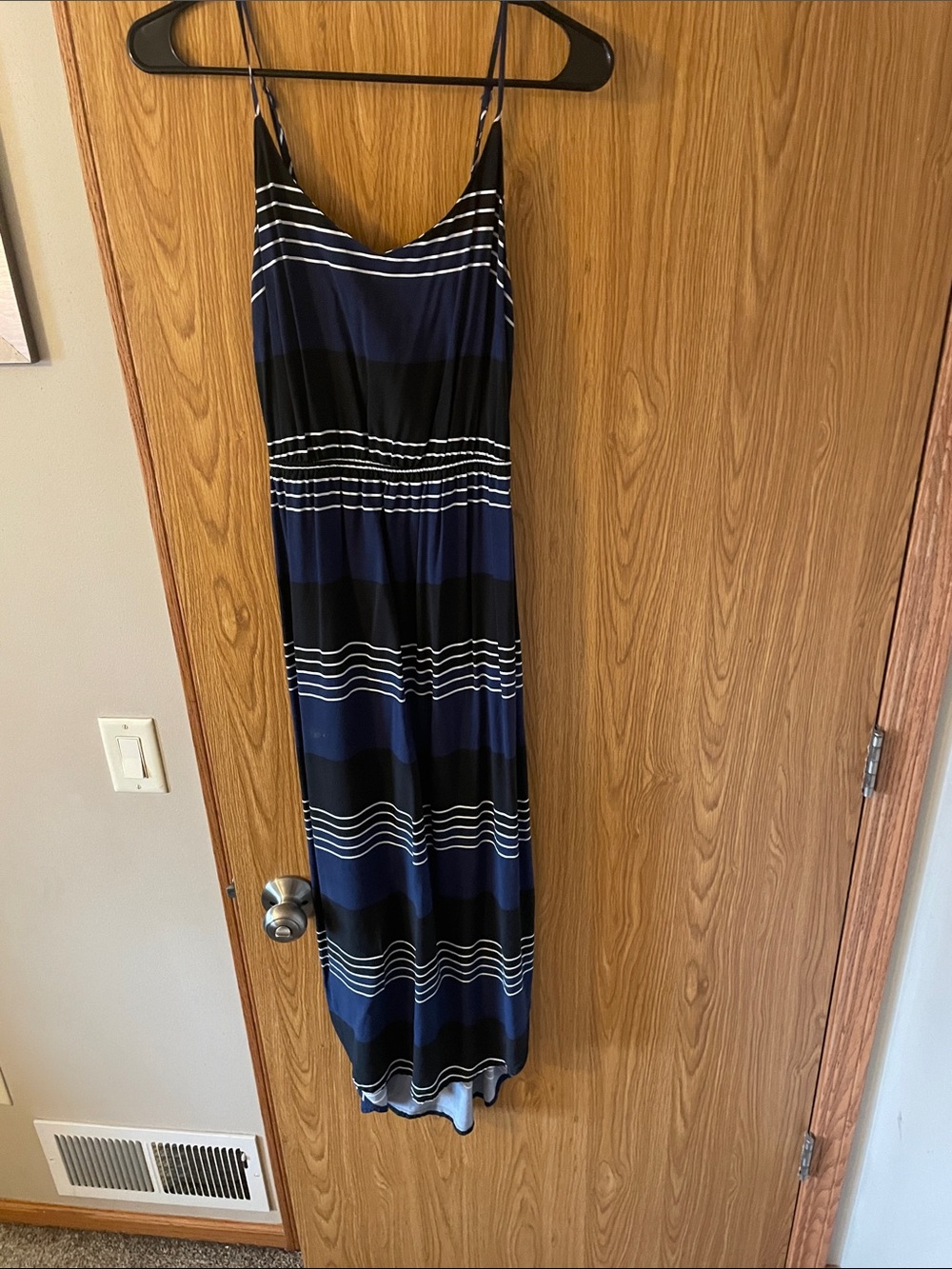 Old Navy Navy, Black and White Striped Spaghetti Strap Maxi Dress